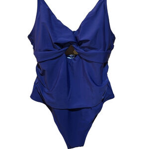 Cupshe Cobalt One Piece Swimsuit O Ring Detail Large NWT